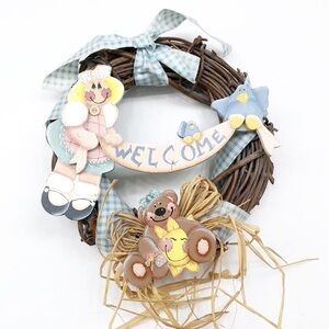 “Welcome" hand painted spring/summer wreath decor